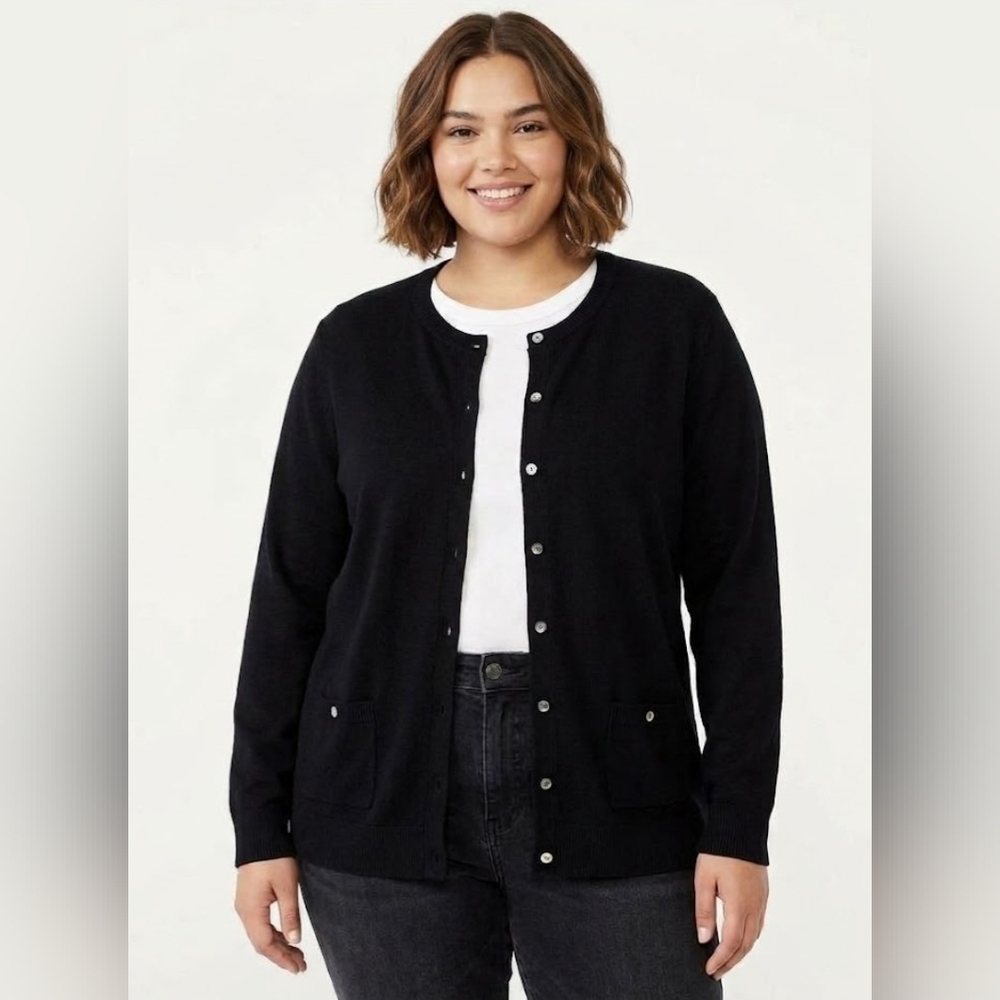 ✨ Tommy Hilfiger Classic Black Button-Front Cardigan Sweater - Size XXL